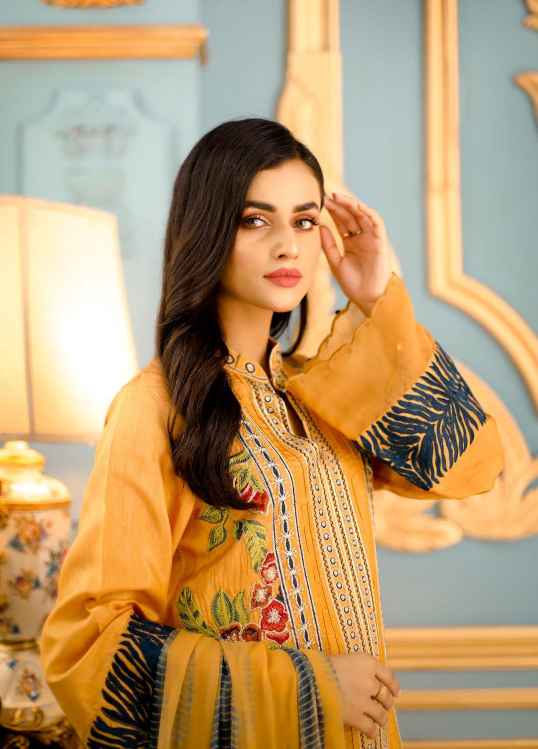 Shanyera Luxury Pret  Raw Silk 3 Piece Dress SHN21LP D-02 Mustard Radiance