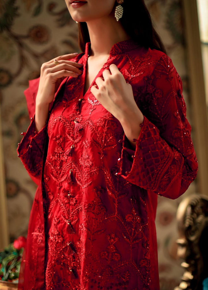 Shanyera Luxury Pret  Organza 3 Piece Dress SHN21LP D-06 Ruby Glaze