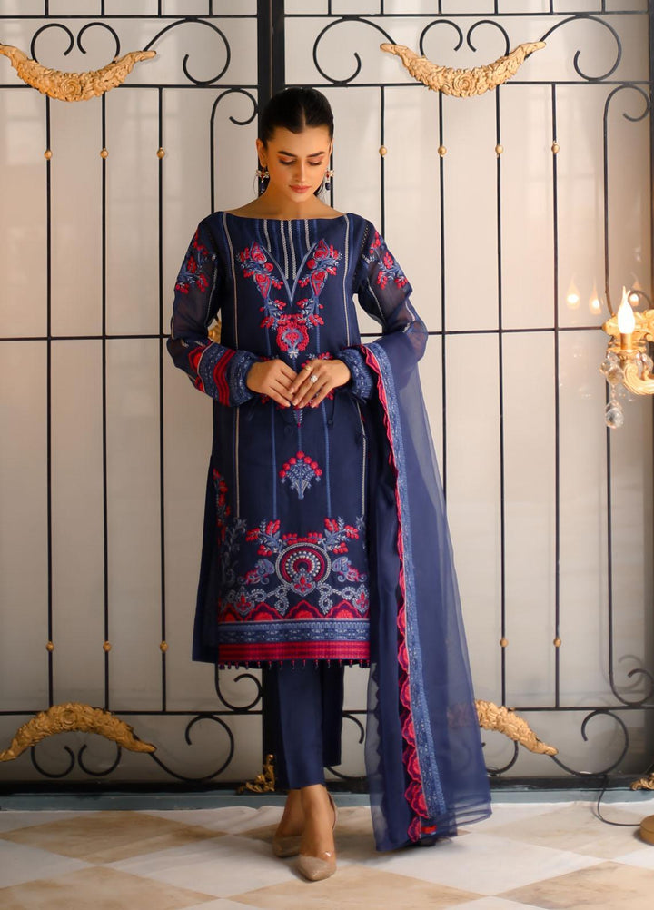 Shanyera Luxury Pret  Khaadi Net 3 Piece Dress SHN21LP D-10 Blue Beauty
