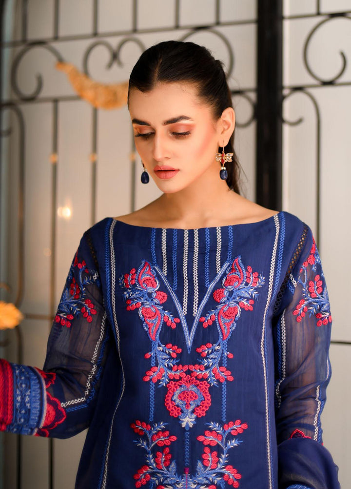 Shanyera Luxury Pret  Khaadi Net 3 Piece Dress SHN21LP D-10 Blue Beauty