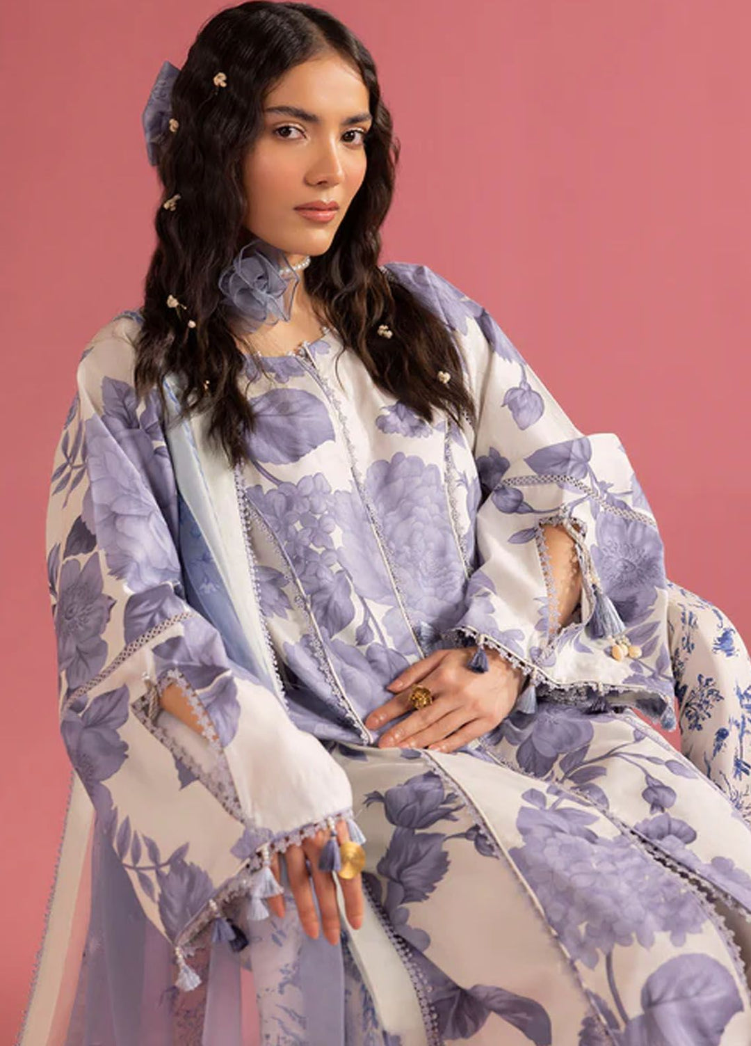 Sheen by Alizeh Fashion Printed Lawn Suits Unstitched 3 Piece AFB24SH D-01 Pearl Mist - Summer Collection