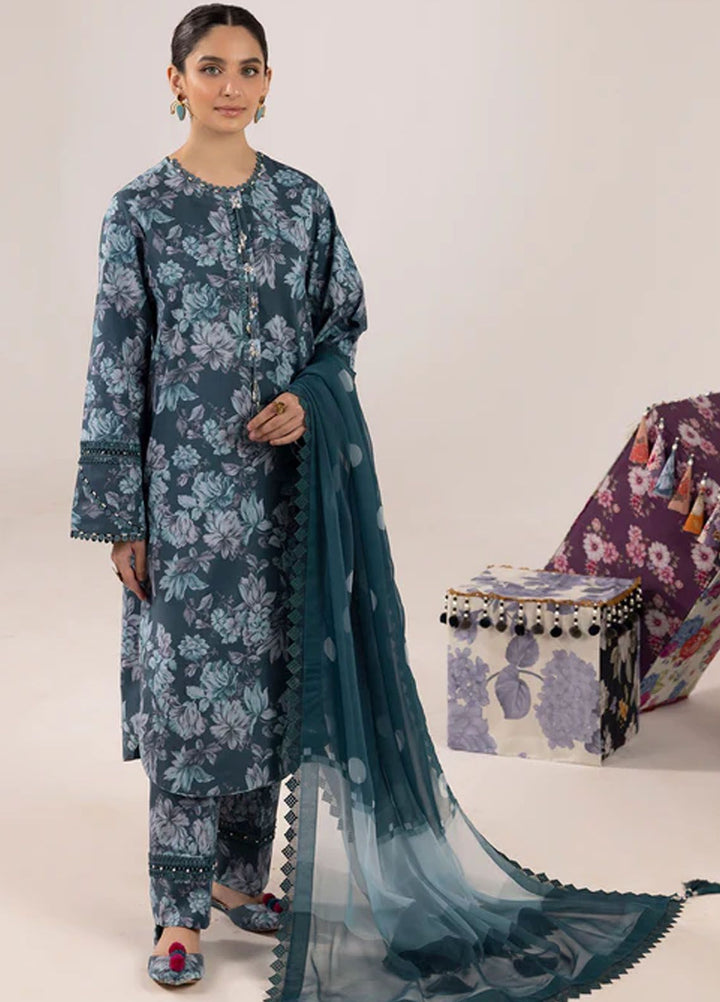 Sheen by Alizeh Fashion Printed Lawn Suits Unstitched 3 Piece AFB24SH D-07 Sea Mist - Summer Collection