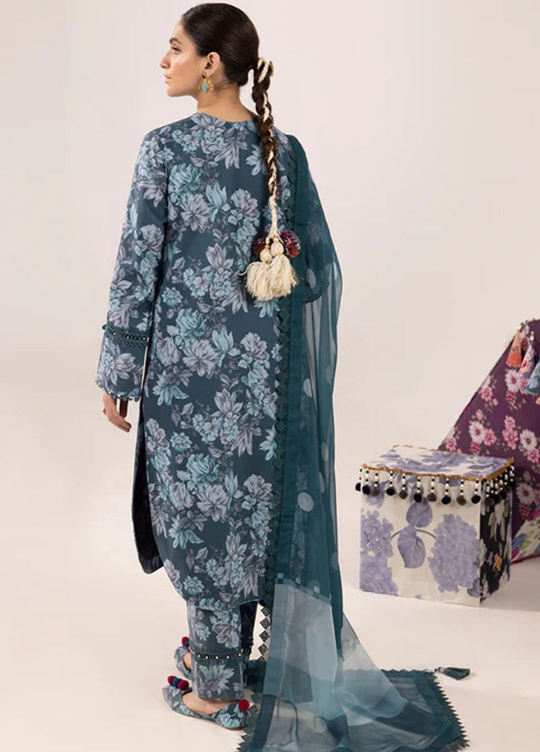 Sheen by Alizeh Fashion Printed Lawn Suits Unstitched 3 Piece AFB24SH D-07 Sea Mist - Summer Collection