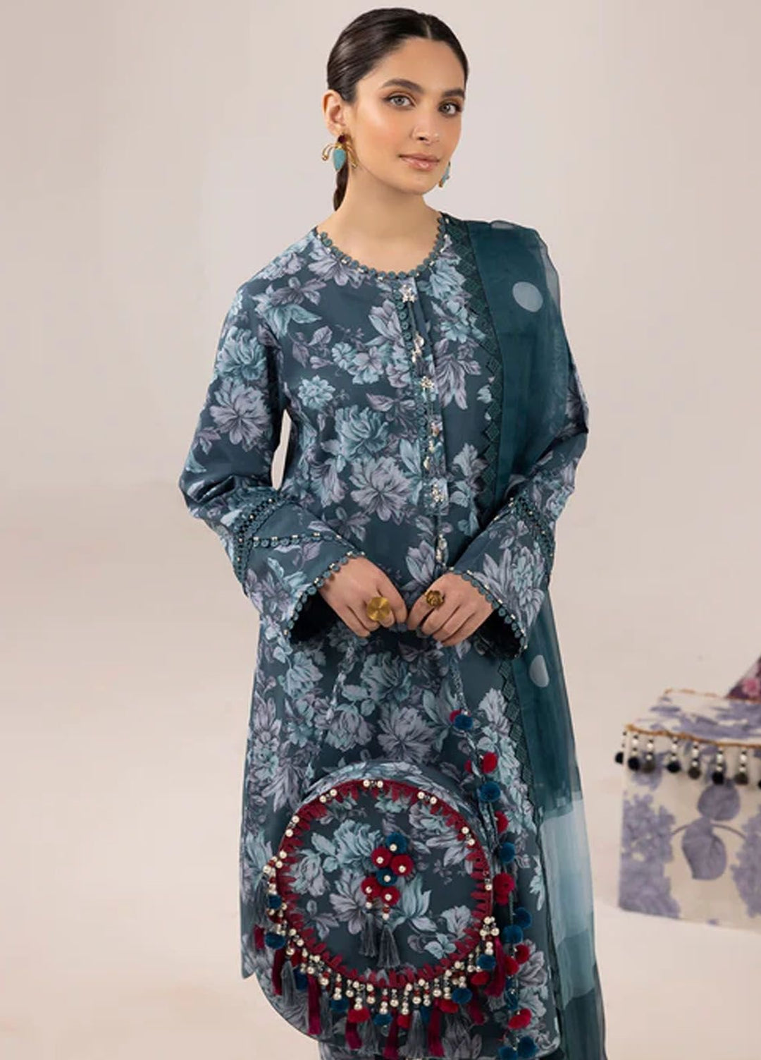 Sheen by Alizeh Fashion Printed Lawn Suits Unstitched 3 Piece AFB24SH D-07 Sea Mist - Summer Collection