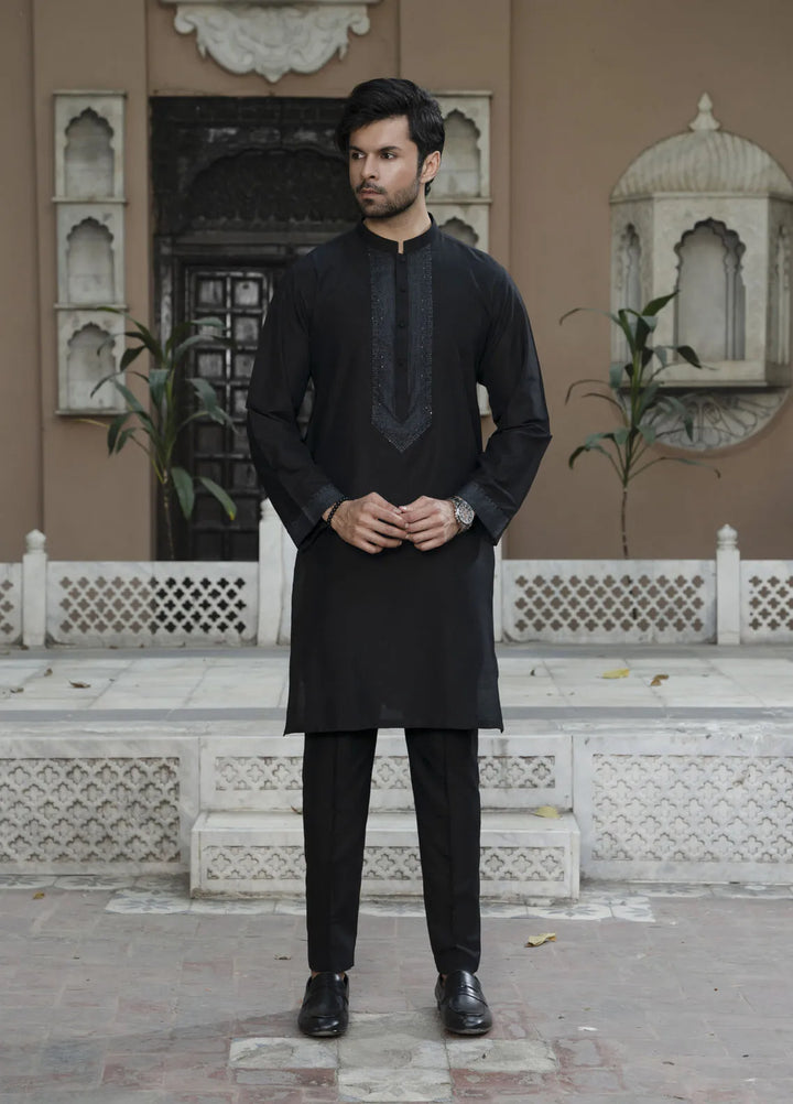 Shehnai by Fabrich Embroidered Cotton Silk Suit Unstitched 2 Piece GTS-SS-015 -Mens Collection