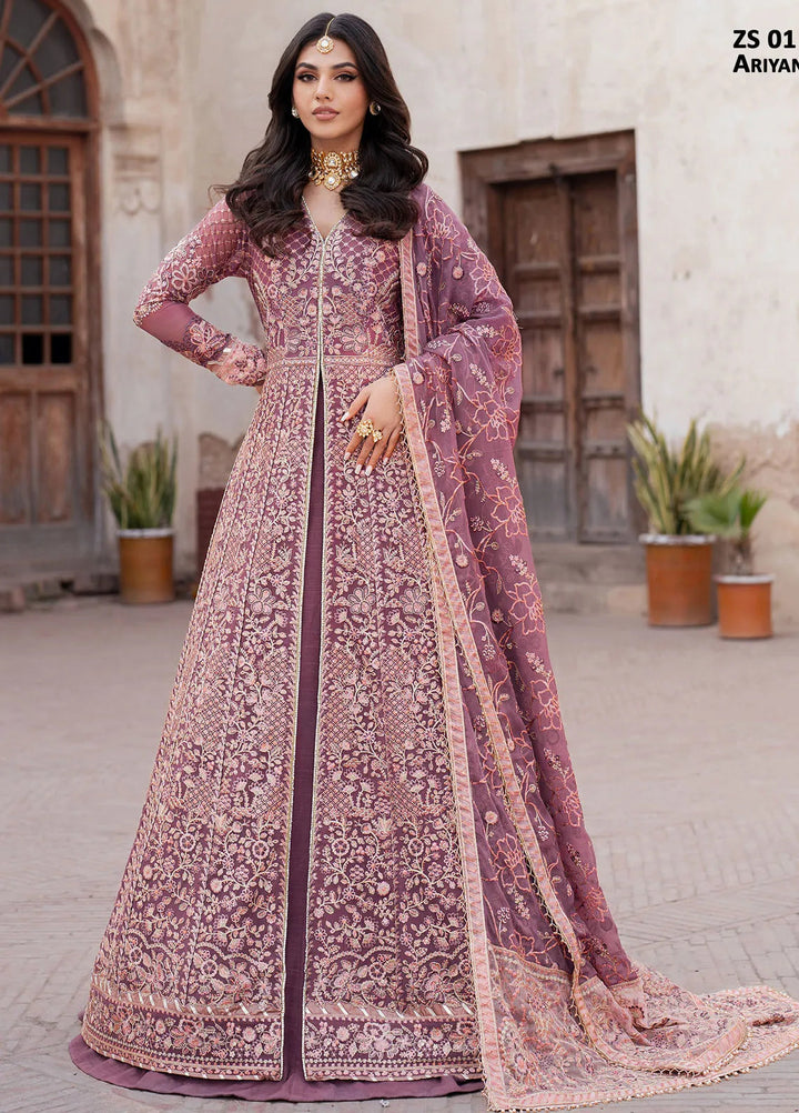 Shehnai by Zarif Embroidered Chiffon Suit Unstitched 3 Piece ZR25UF ZS-01 Ariyana - Formals Collection