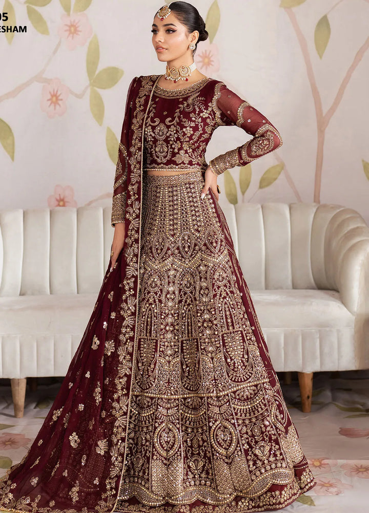 Shehnai by Zarif Embroidered Chiffon Suit Unstitched 3 Piece ZF25S ZS-05 Sheesham - Formals Collection
