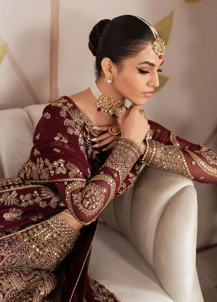 Shehnai by Zarif Embroidered Chiffon Suit Unstitched 3 Piece ZF25S ZS-05 Sheesham - Formals Collection