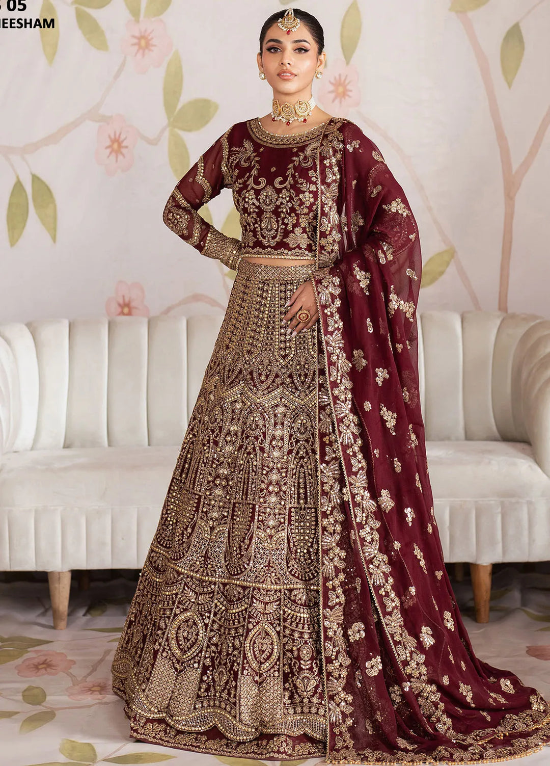 Shehnai by Zarif Embroidered Chiffon Suit Unstitched 3 Piece ZF25S ZS-05 Sheesham - Formals Collection
