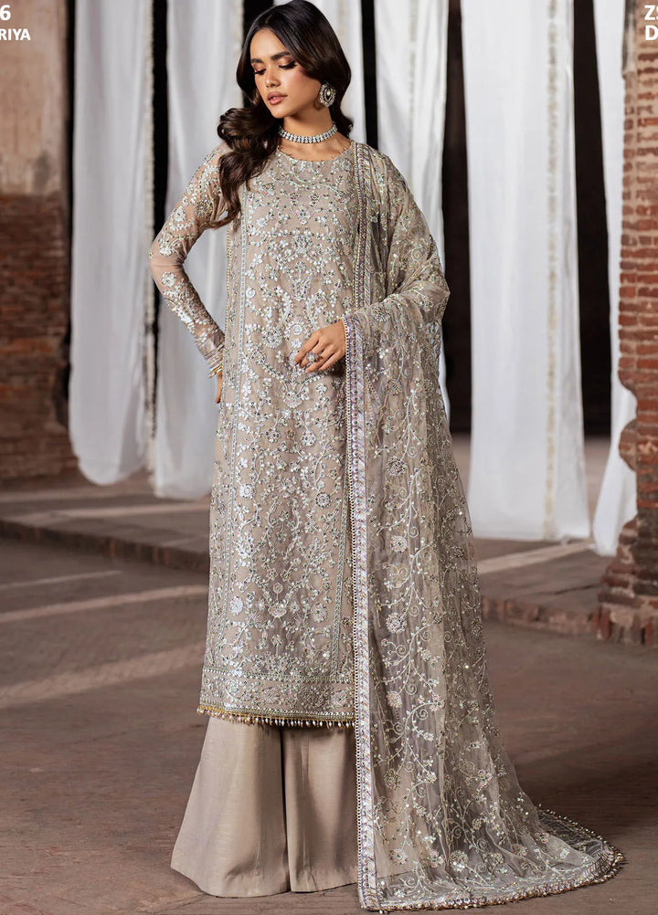 Shehnai by Zarif Embroidered Net Suit Unstitched 3 Piece ZF25S ZS-06 Dooriya - Formals Collection