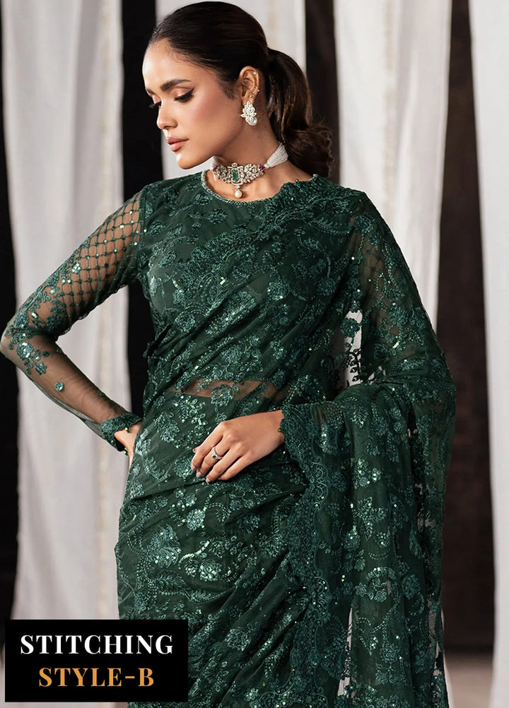 Shehnai by Zarif Embroidered Net Suit Unstitched 3 Piece ZF25S ZS-08 Meesam - Formals Collection