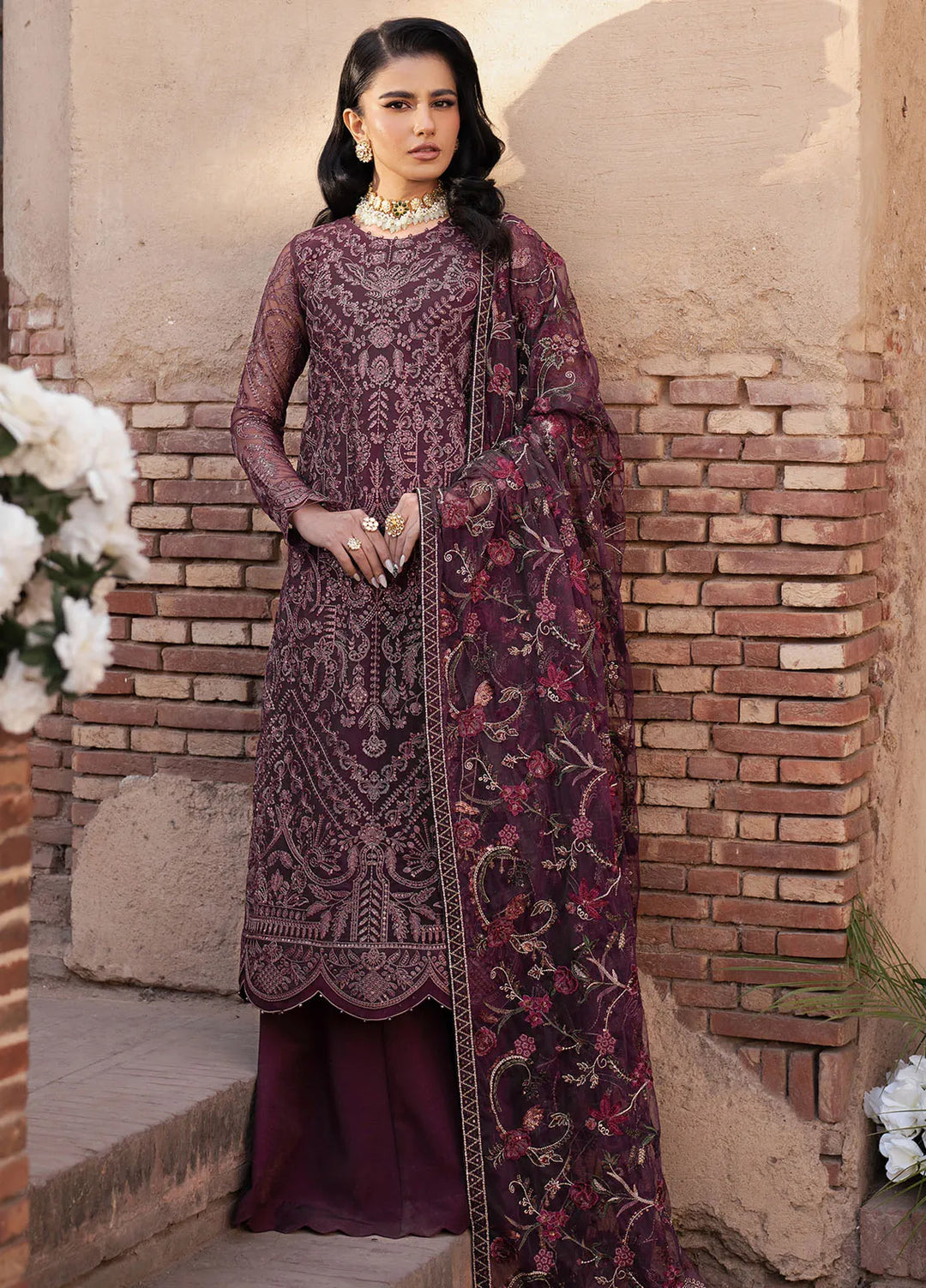 Shehnai by Zarif Embroidered Net Suit Unstitched 3 Piece ZF25S ZS-10 Semria - Formals Collection