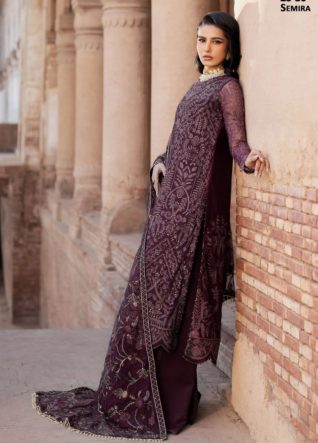 Shehnai by Zarif Embroidered Net Suit Unstitched 3 Piece ZF25S ZS-10 Semria - Formals Collection