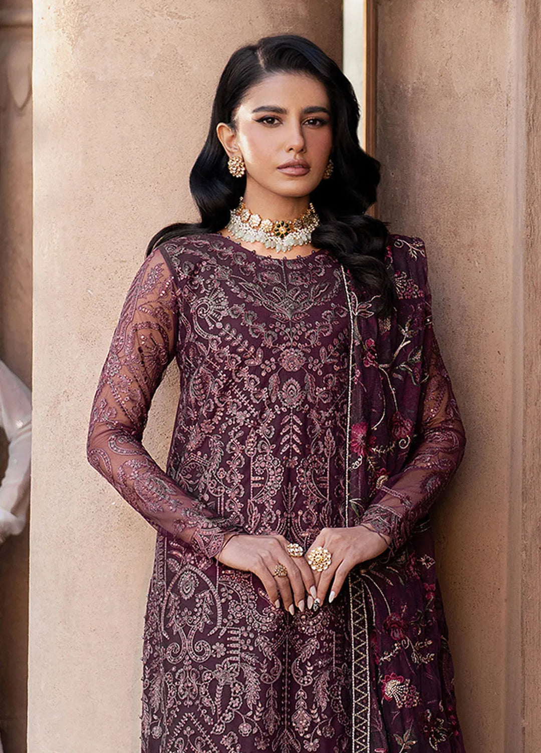 Shehnai by Zarif Embroidered Net Suit Unstitched 3 Piece ZF25S ZS-10 Semria - Formals Collection