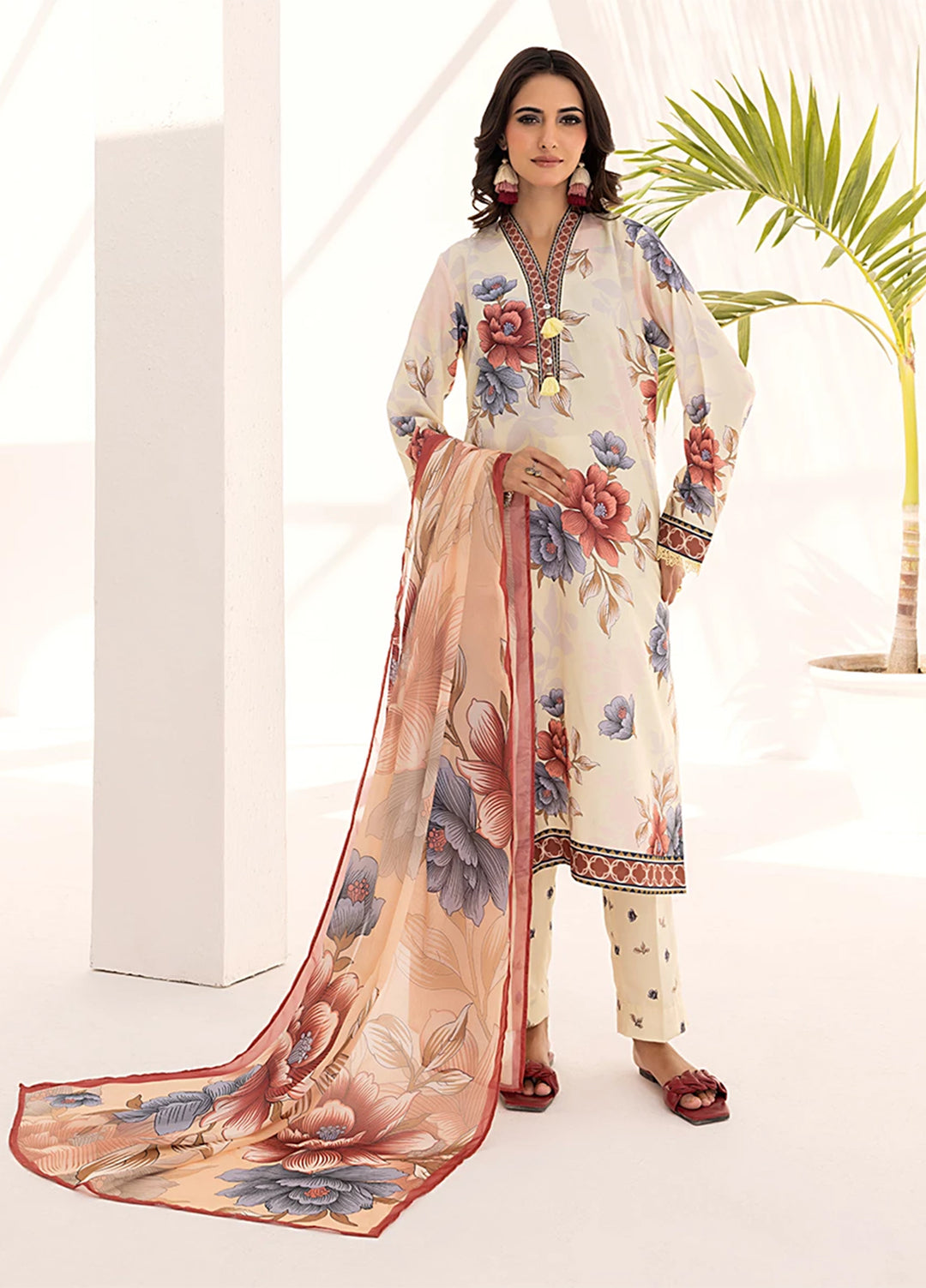 Sibel by Salitex Printed Silk Lawn Suits Unstitched 3 Piece SUNS25ASI101UT - Summer Collection