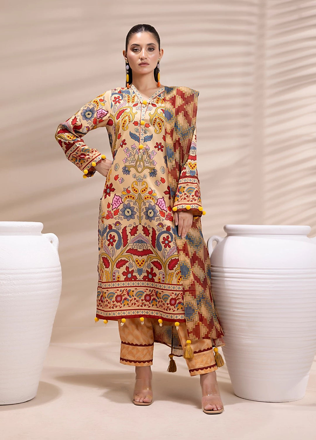 Sibel by Salitex Printed Silk Lawn Suits Unstitched 3 Piece SUNS25ASI165UT - Summer Collection