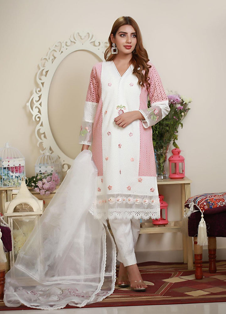 Sidra Mumtaz Luxury Pret  Raw Silk 3 Piece Suit Jaldec Pink