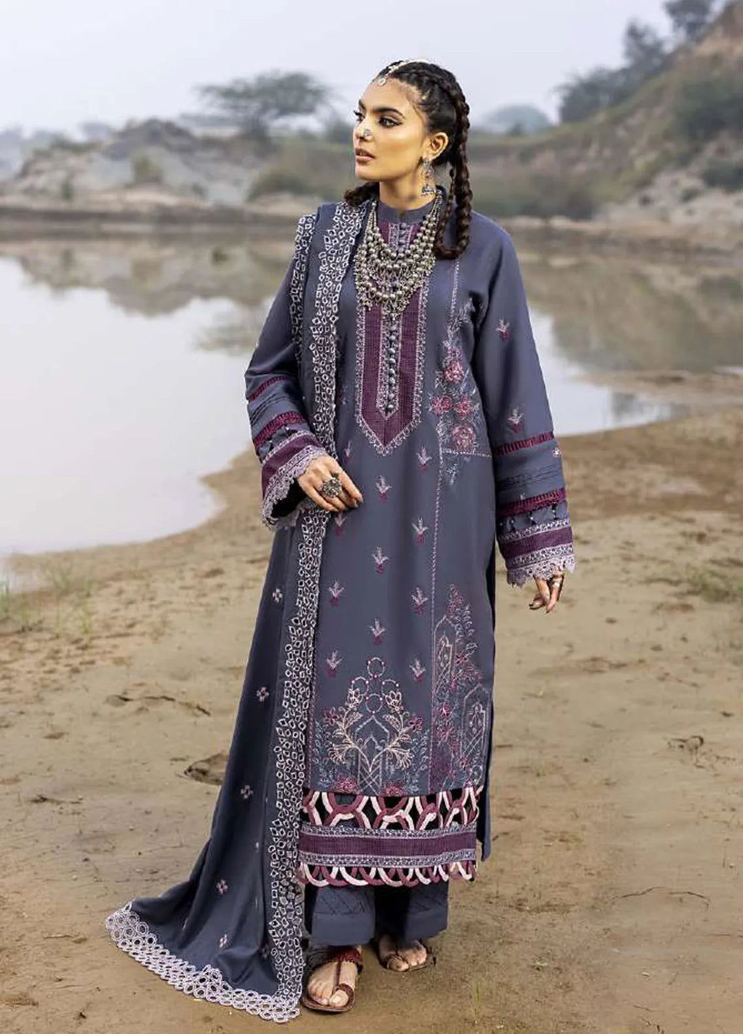 Sierra By Sidra Aleem Embroidered Wool Suit Unstitched 3 Piece SA24SW D-10 - Winter Collection