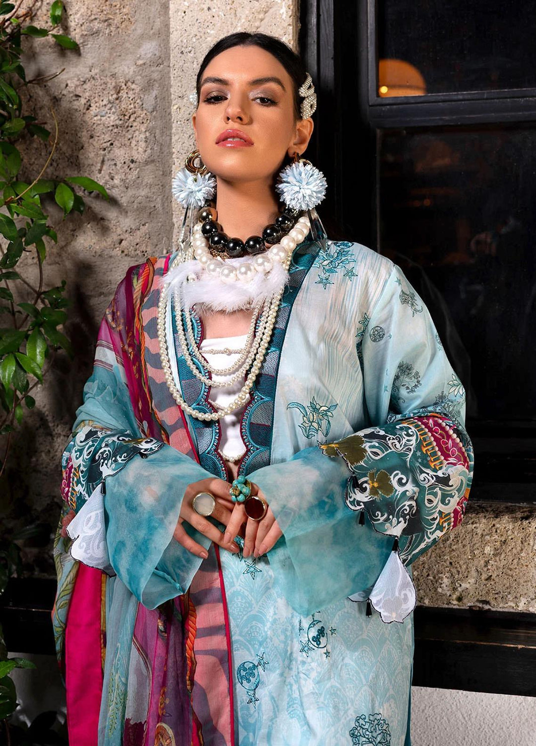 Sifa Embroidered Lawn Suits Unstitched 3 Piece SF21L SL-05-B CARIBBEAN INFLORENCE - Summer Collection