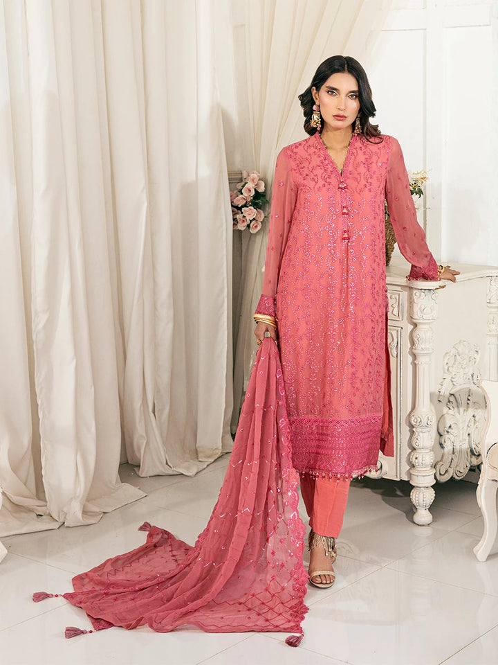 Signature by Salitex Embroidered Chiffon Suits Unstitched 3 Piece SUNS7CH025UT - Summer Collection