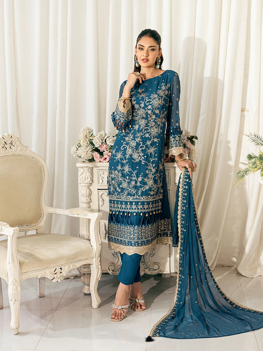 Signature by Salitex Embroidered Chiffon Suits Unstitched 3 Piece SUNS7CH032UT - Summer Collection