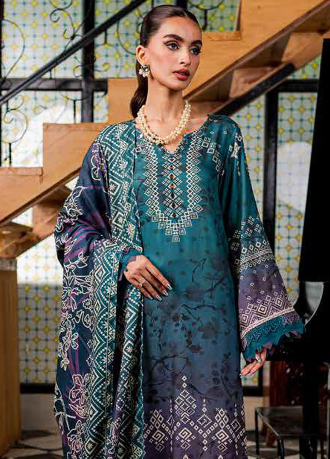 Signature Prints By Nureh Printed Marina Suits Unstitched 3 Piece NU23SPM SP-78 - Winter Collection