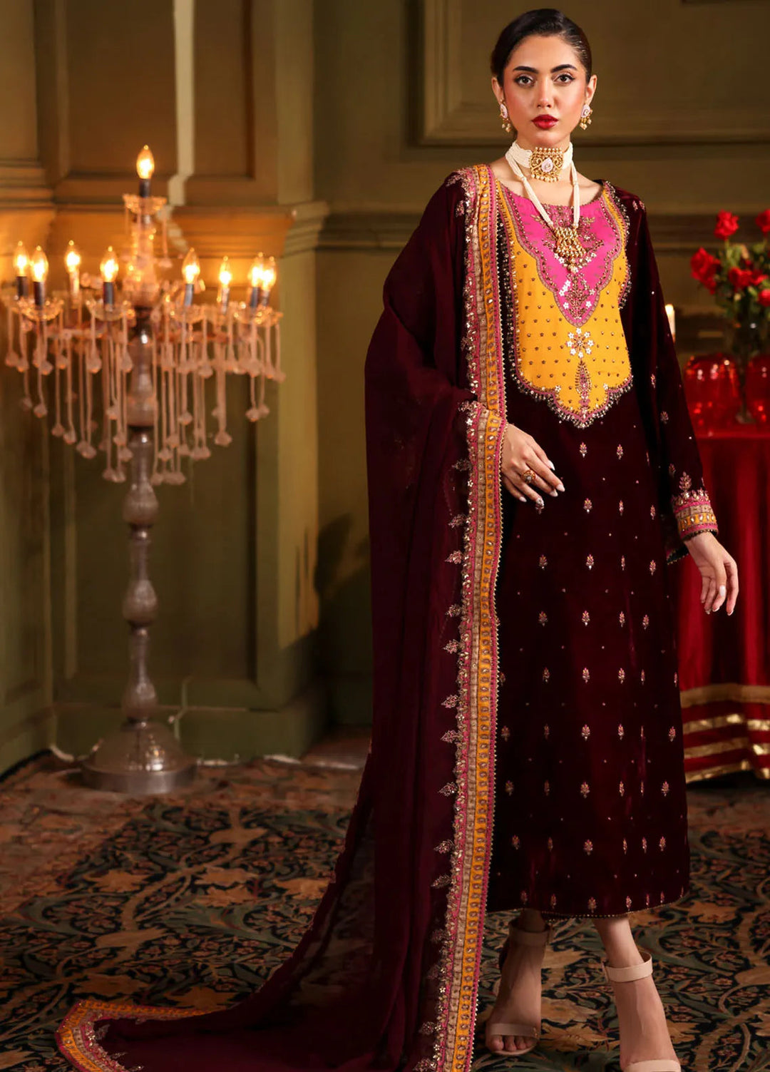 Signora by Charizma Embroidered Velvet Suits Unstitched 3 Piece CRZ24SG CVT4-12 - Winter Collection