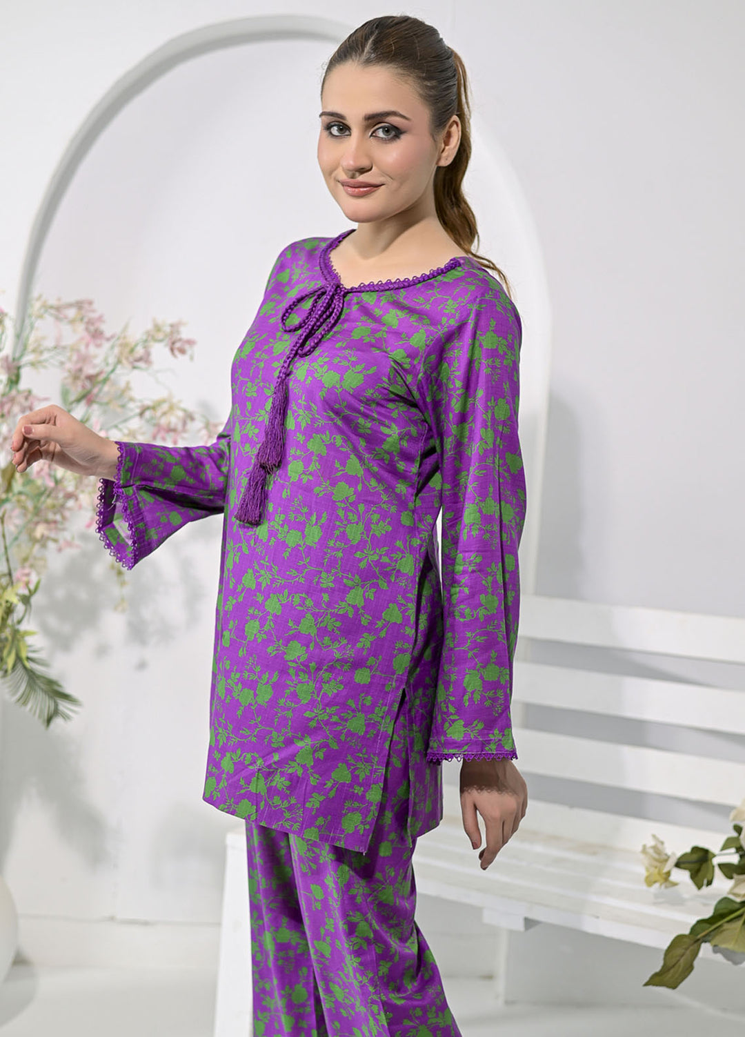 Silcot Pret Printed Lawn 2 Piece Suit Purple Blossom