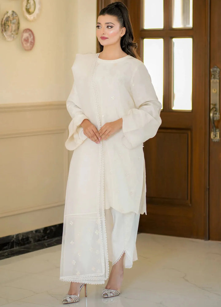 Silkspire by Fozia Khalid Pret Embroidered Raw Silk 3 piece Suit Bliss