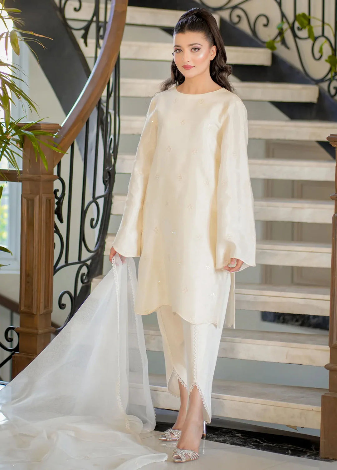 Silkspire by Fozia Khalid Pret Embroidered Raw Silk 3 piece Suit Bliss