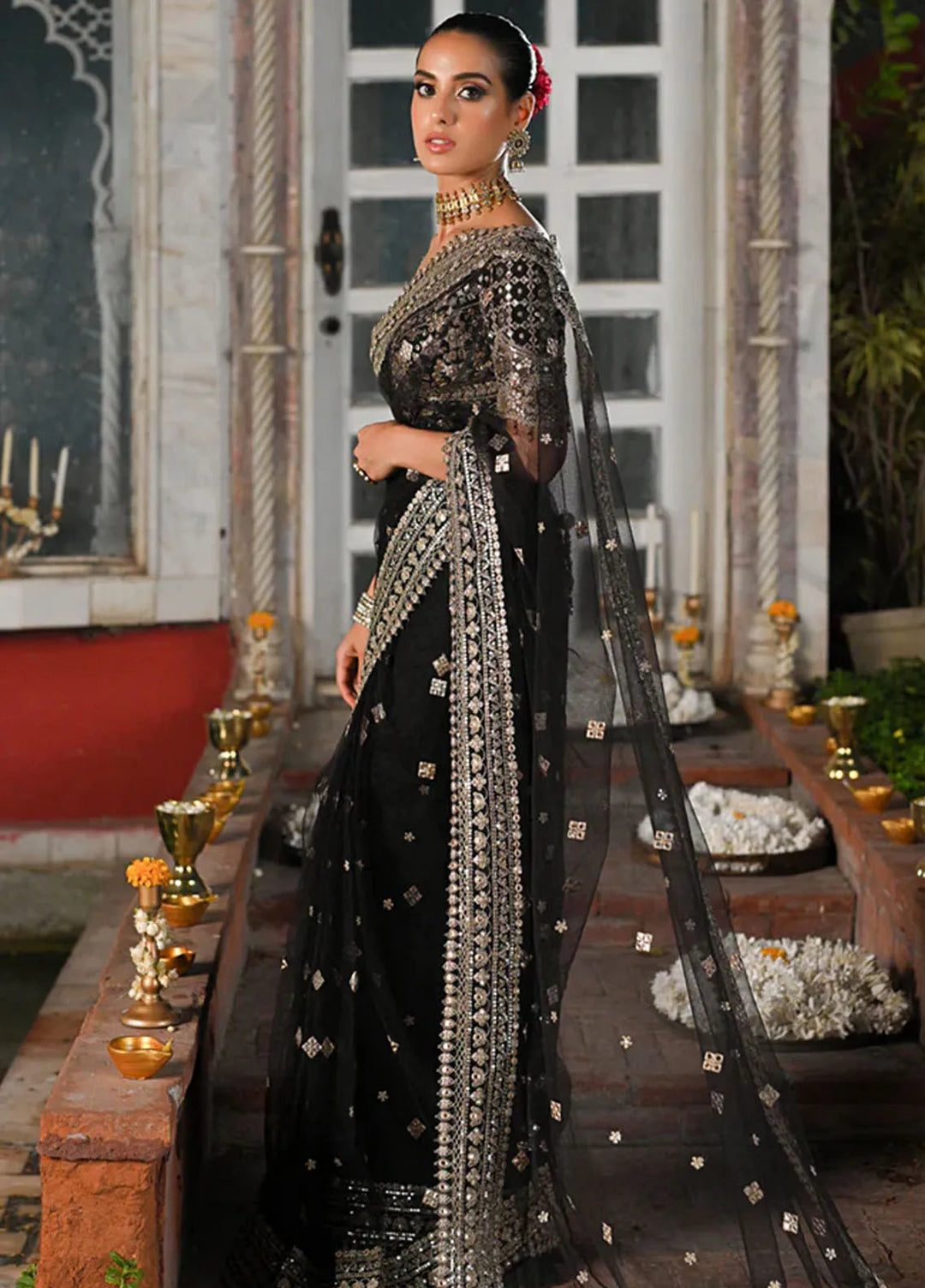 Singhar By Qalamkar Embroidered Raw Silk Unstitched Saree QLM24SW RF-08 Minha - Luxury Collection