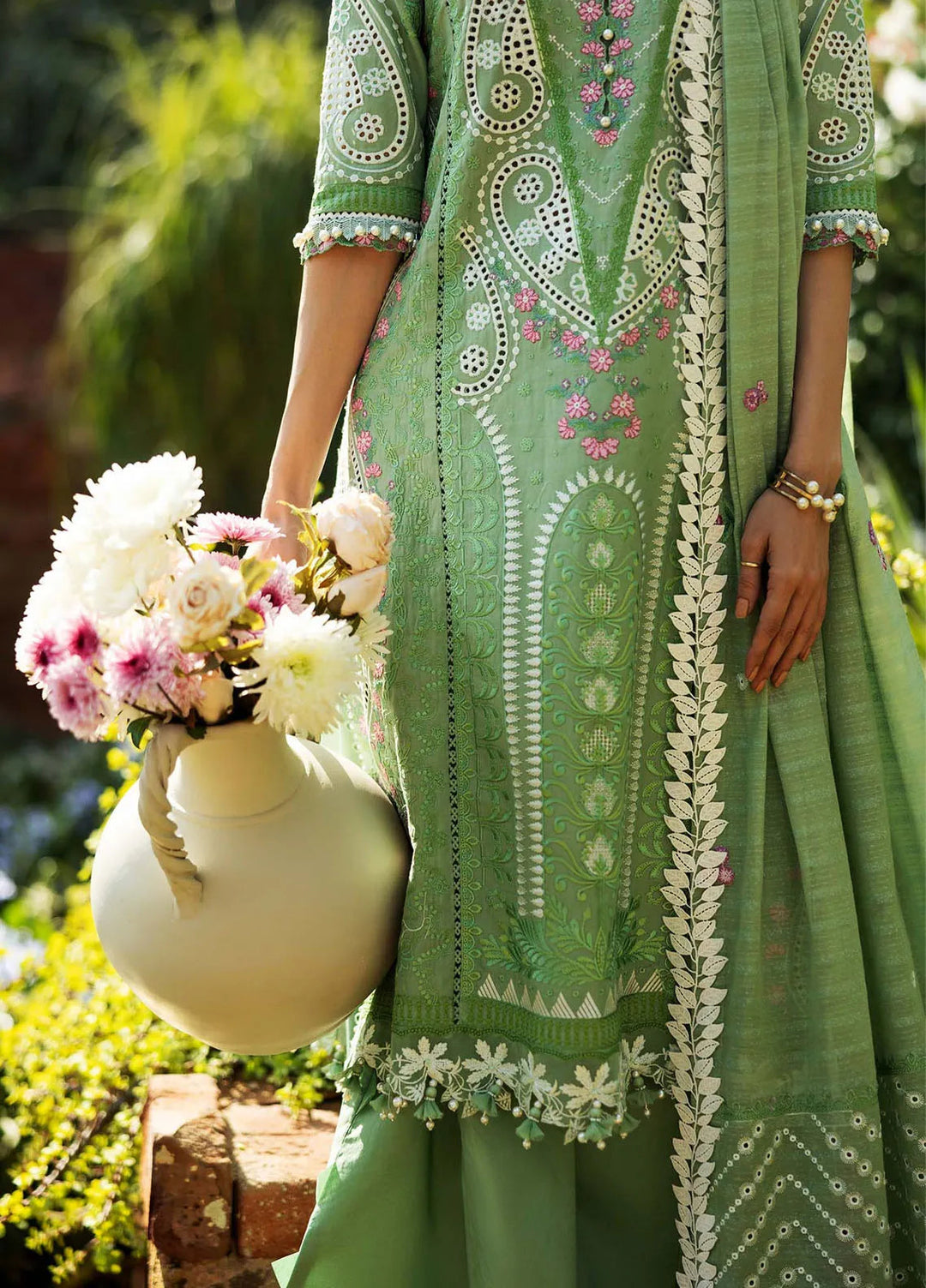 Siraa by Sadaf Fawad Khan Embroidered Lawn Suits Unstitched 3 Piece SDF25S D-7A French Hearts - Summer Collection