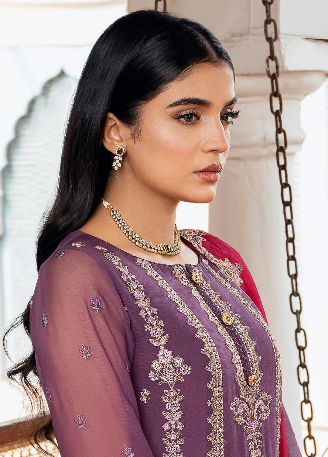 Sitarah by Imrozia Embroidered Chiffon Suit Unstitched 3 Piece IM24LC I-209 Najma - Luxury Collection