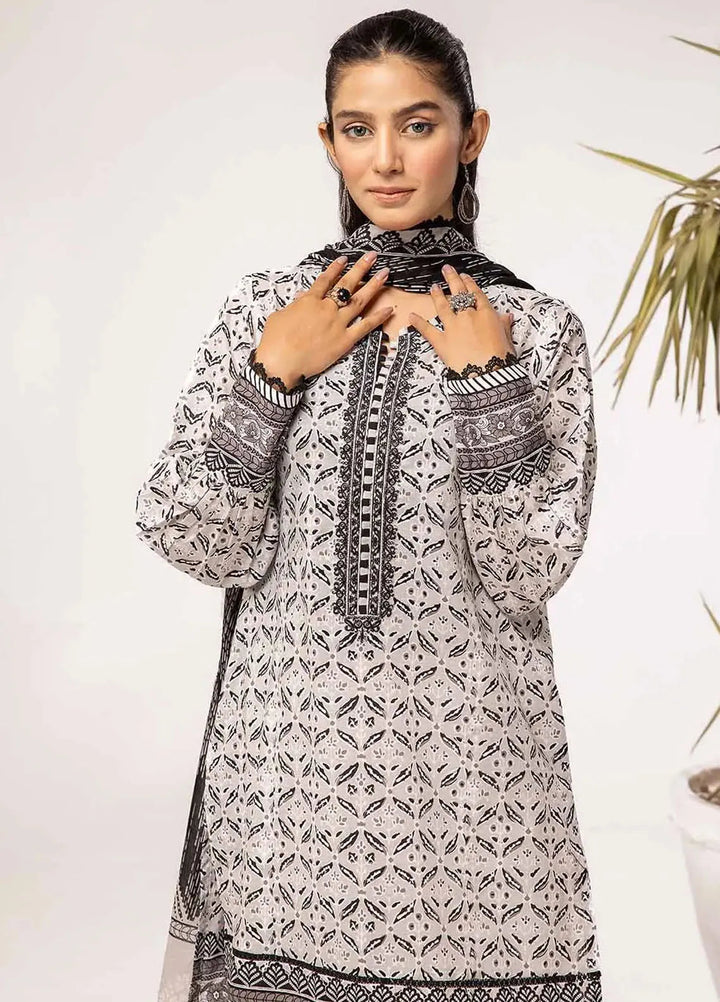 Slate By Gul Ahmed Printed Lawn Suit Unstitched 3 Piece GA24SBW B-42028 - Summer Collection
