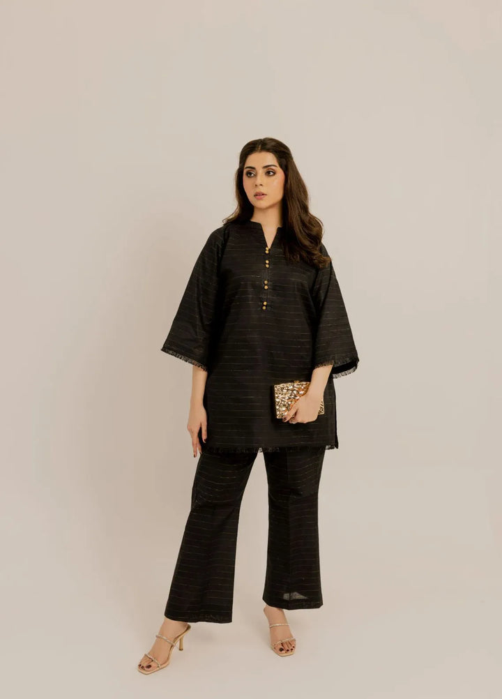 Slay Wear Pret Casual Cotton 2 Piece Black Horizon Set