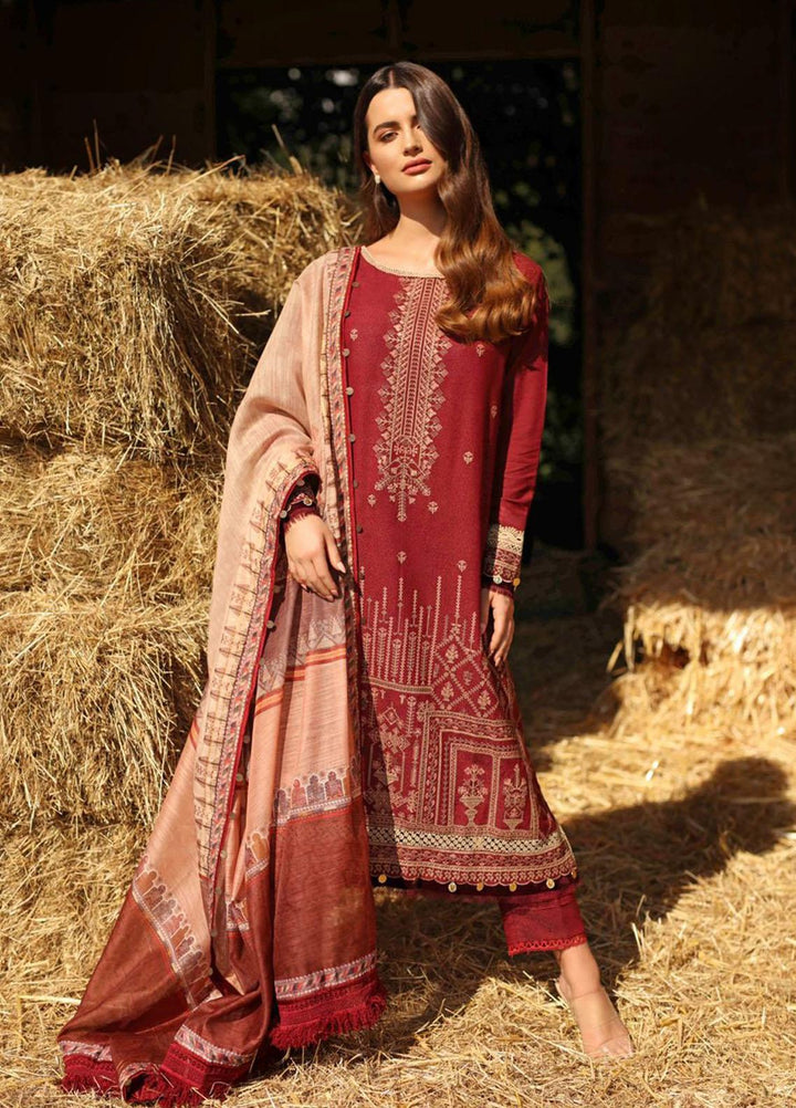 Sobia Nazir Embroidered Silk Karandi Suits Unstitched 3 Piece SN21PF D-02A - Winter Collection