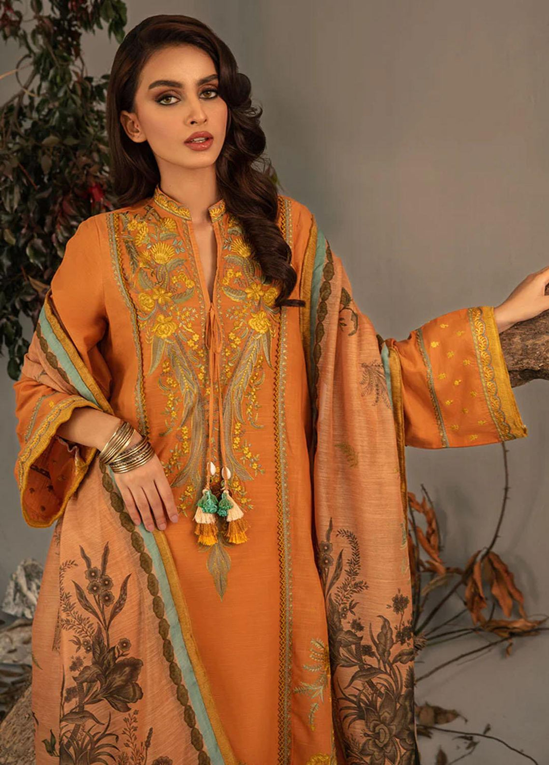 Sobia Nazir Embroidered Slub Suits Unstitched 3 Piece SN23AW 4B - Winter Collection