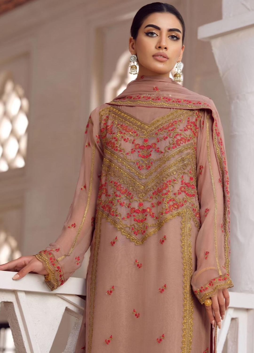 Soffio Luxury Pret Embroidered Chiffon 3 Piece Dress SL604