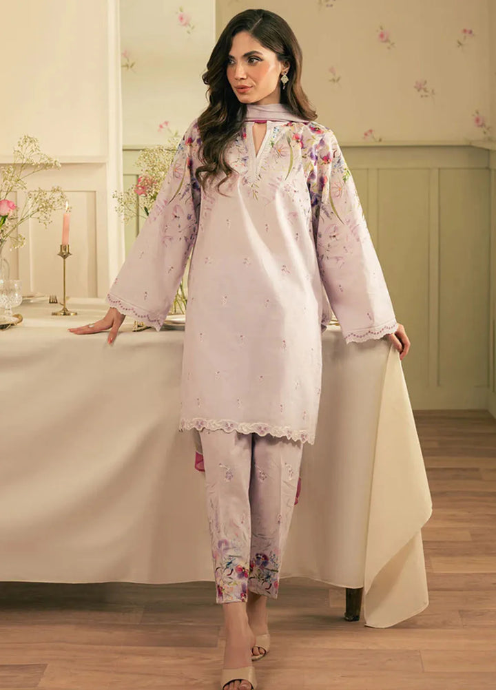 Spring Summer by Sahar Pret Embroidered Cambric 2 Piece Suit Lavender Meadow