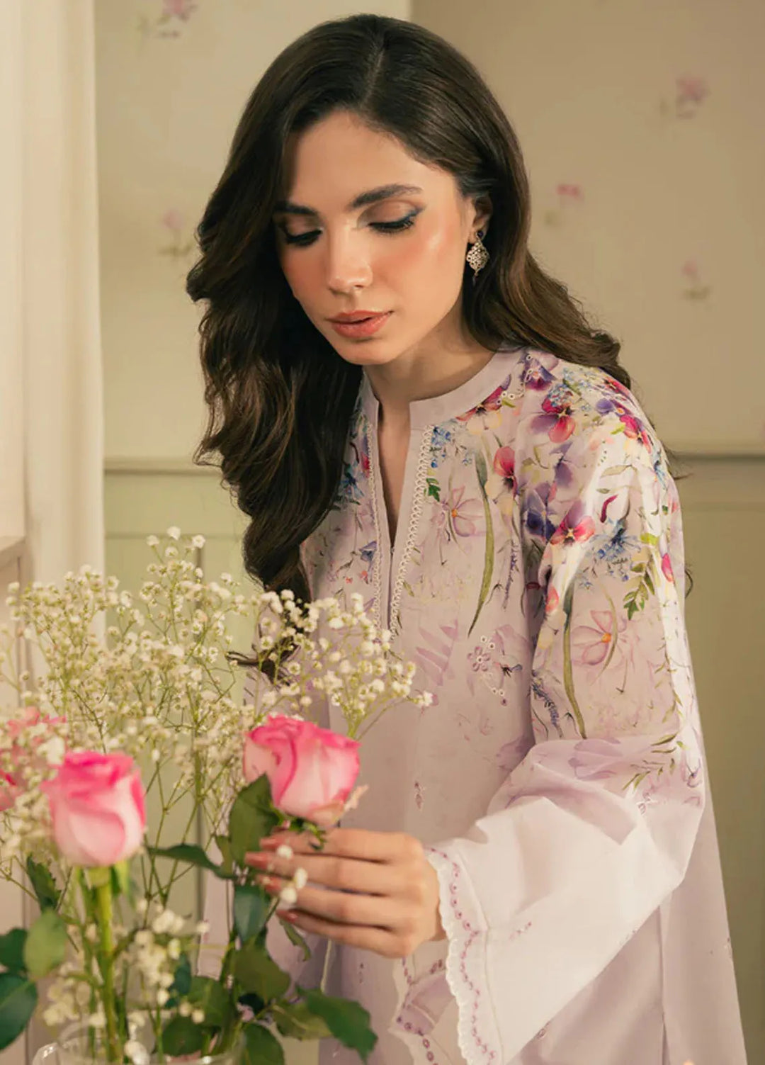 Spring Summer by Sahar Pret Embroidered Cambric 2 Piece Suit Lavender Meadow