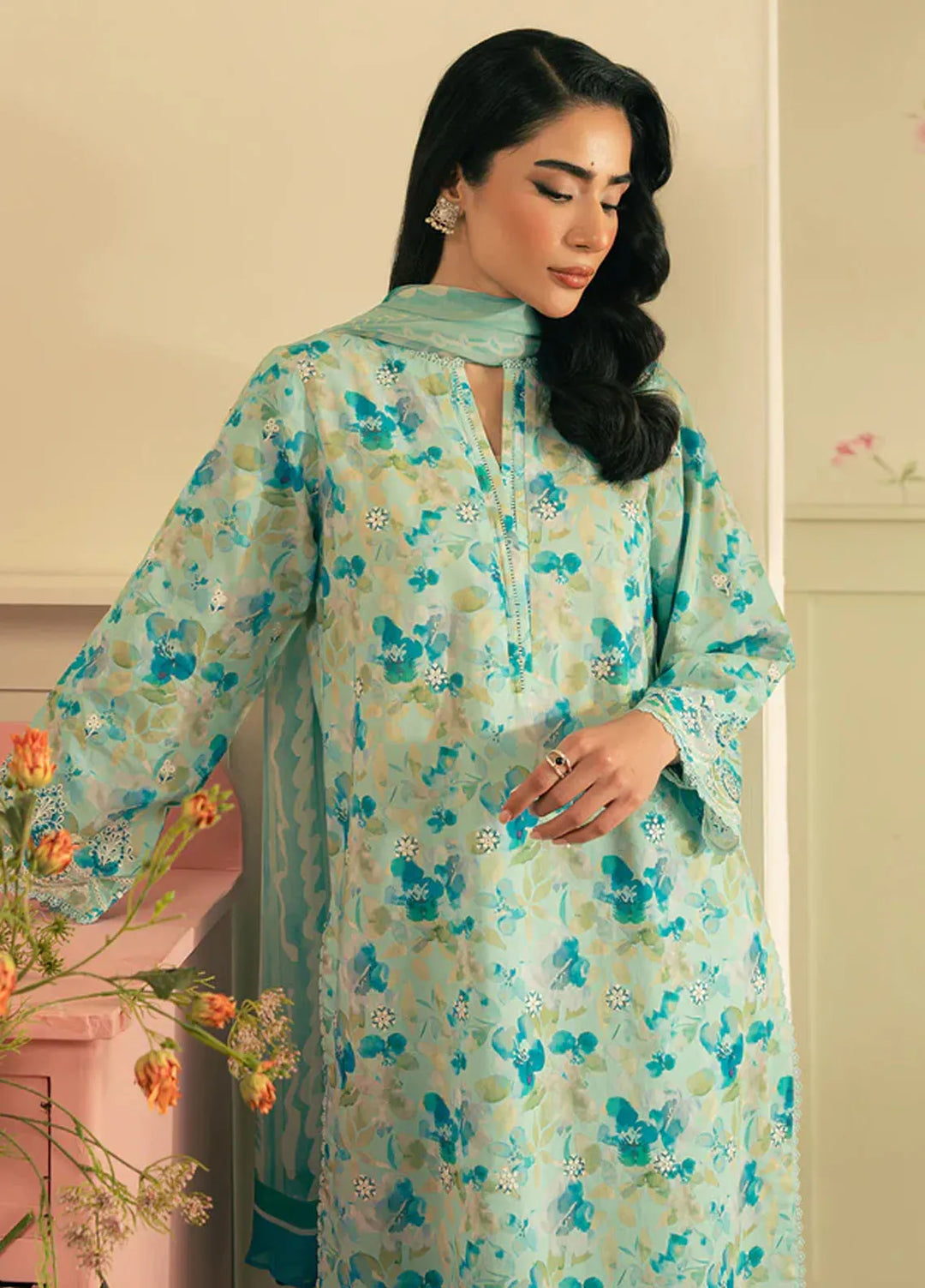 Spring Summer by Sahar Pret Embroidered Cambric 2 Piece Suit Oasis Glow