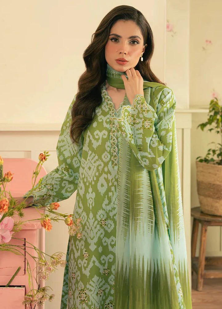 Spring Summer by Sahar Pret Embroidered Cambric 2 Piece Suit Olive Bloom