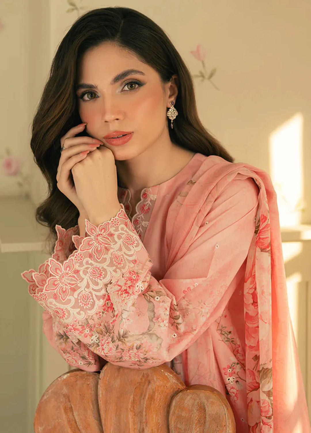 Spring Summer by Sahar Pret Embroidered Cambric 2 Piece Suit Vintage Rouge