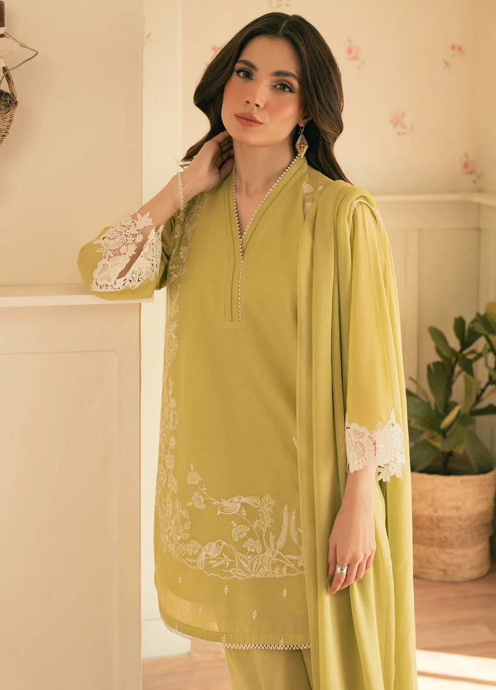 Spring Summer by Sahar Pret Embroidered Cambric 2 Piece Suit Chartreuse Chic