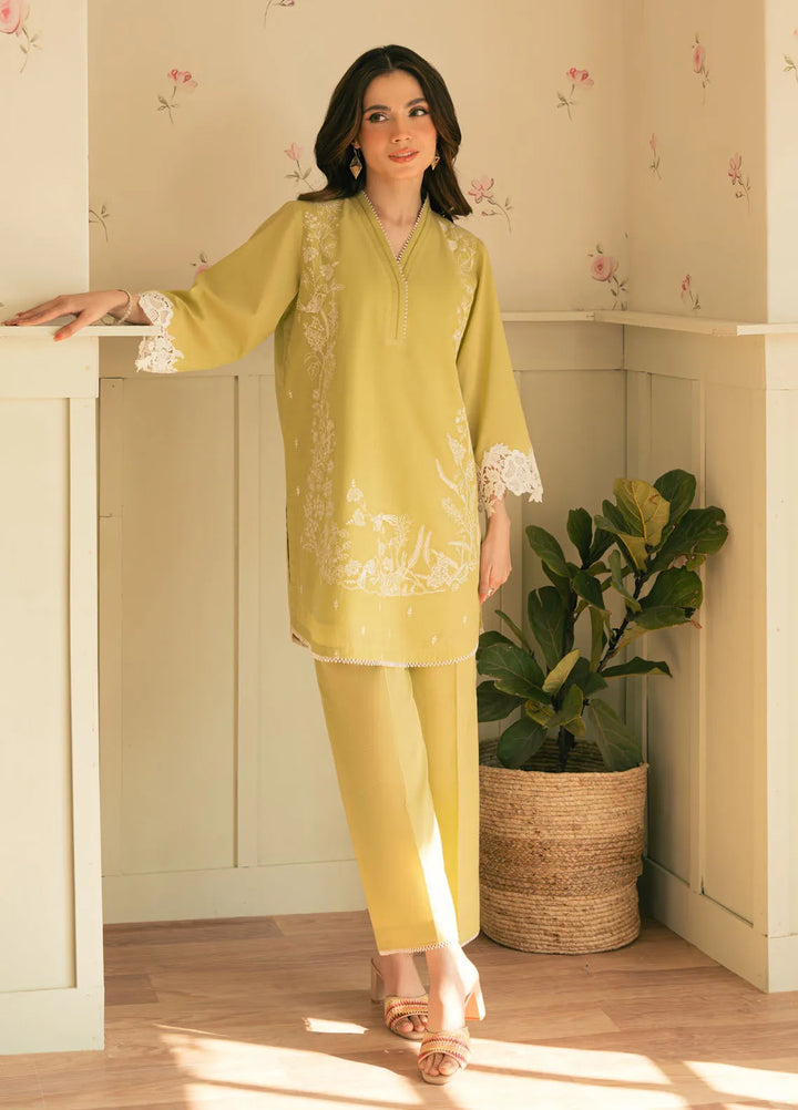 Spring Summer by Sahar Pret Embroidered Cambric 2 Piece Suit Chartreuse Chic
