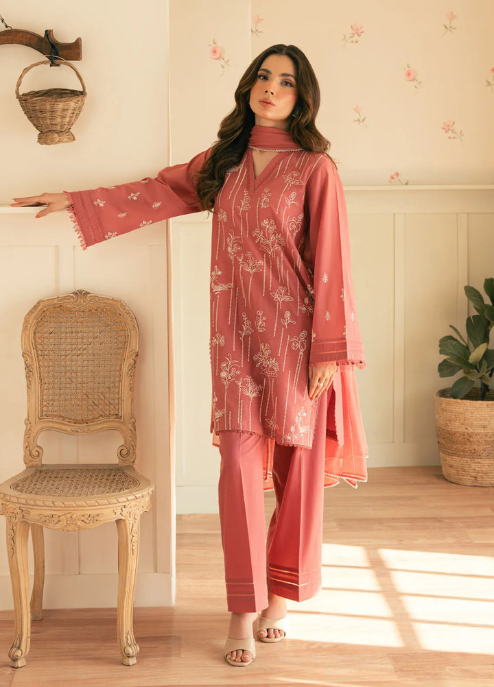 Spring Summer by Sahar Pret Embroidered Cambric 2 Piece Suit Dusky Peony