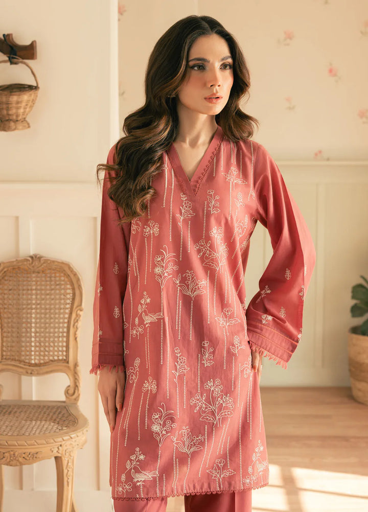 Spring Summer by Sahar Pret Embroidered Cambric 2 Piece Suit Dusky Peony