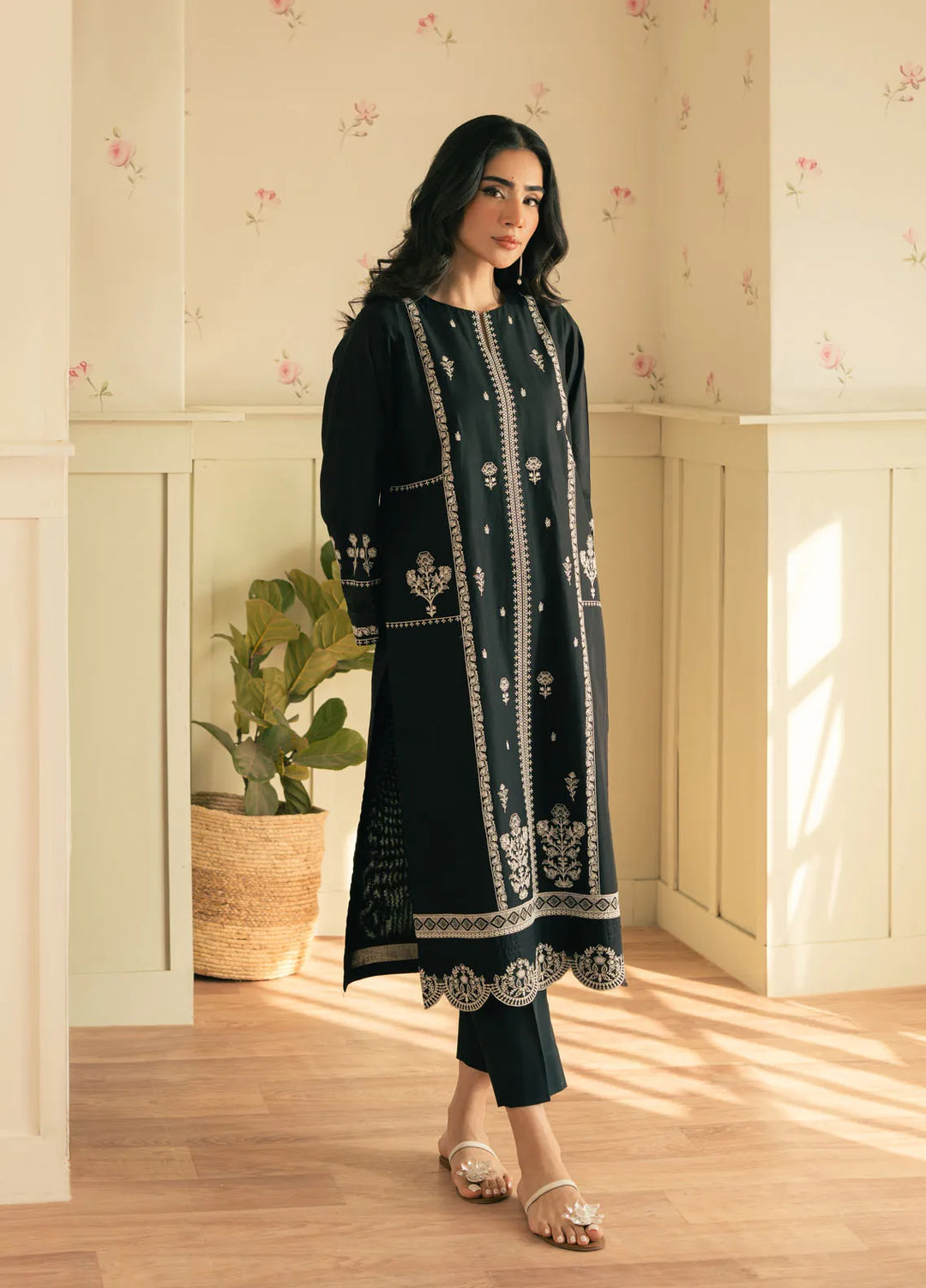 Spring Summer by Sahar Pret Embroidered Cambric 2 Piece Suit Onyx Aura