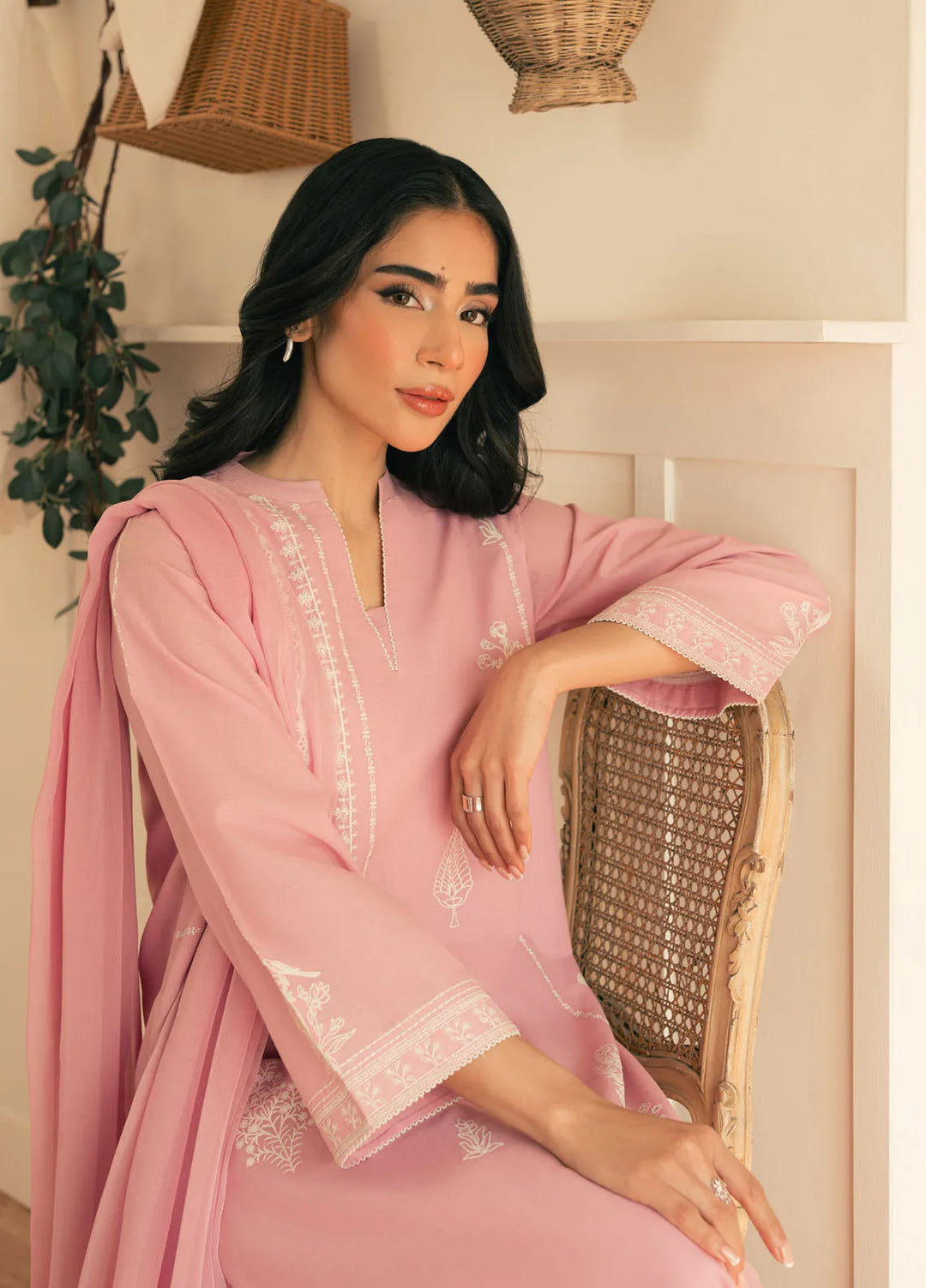 Spring Summer by Sahar Pret Embroidered Cambric 2 Piece Suit Pink Poise