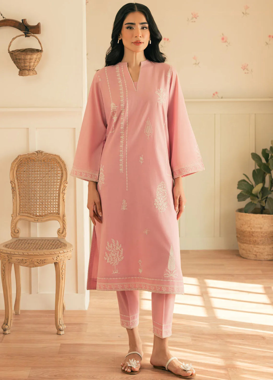 Spring Summer by Sahar Pret Embroidered Cambric 2 Piece Suit Pink Poise